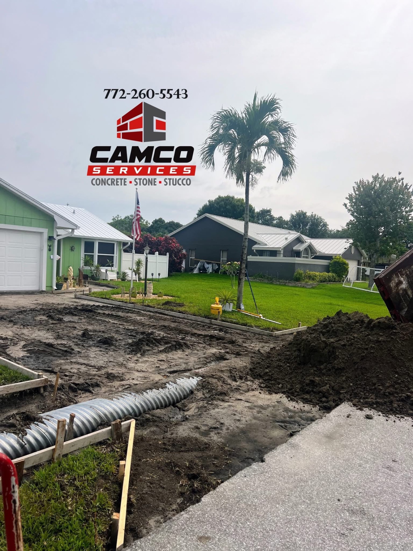Culvert pipe set and graded before the concrete apron is poured